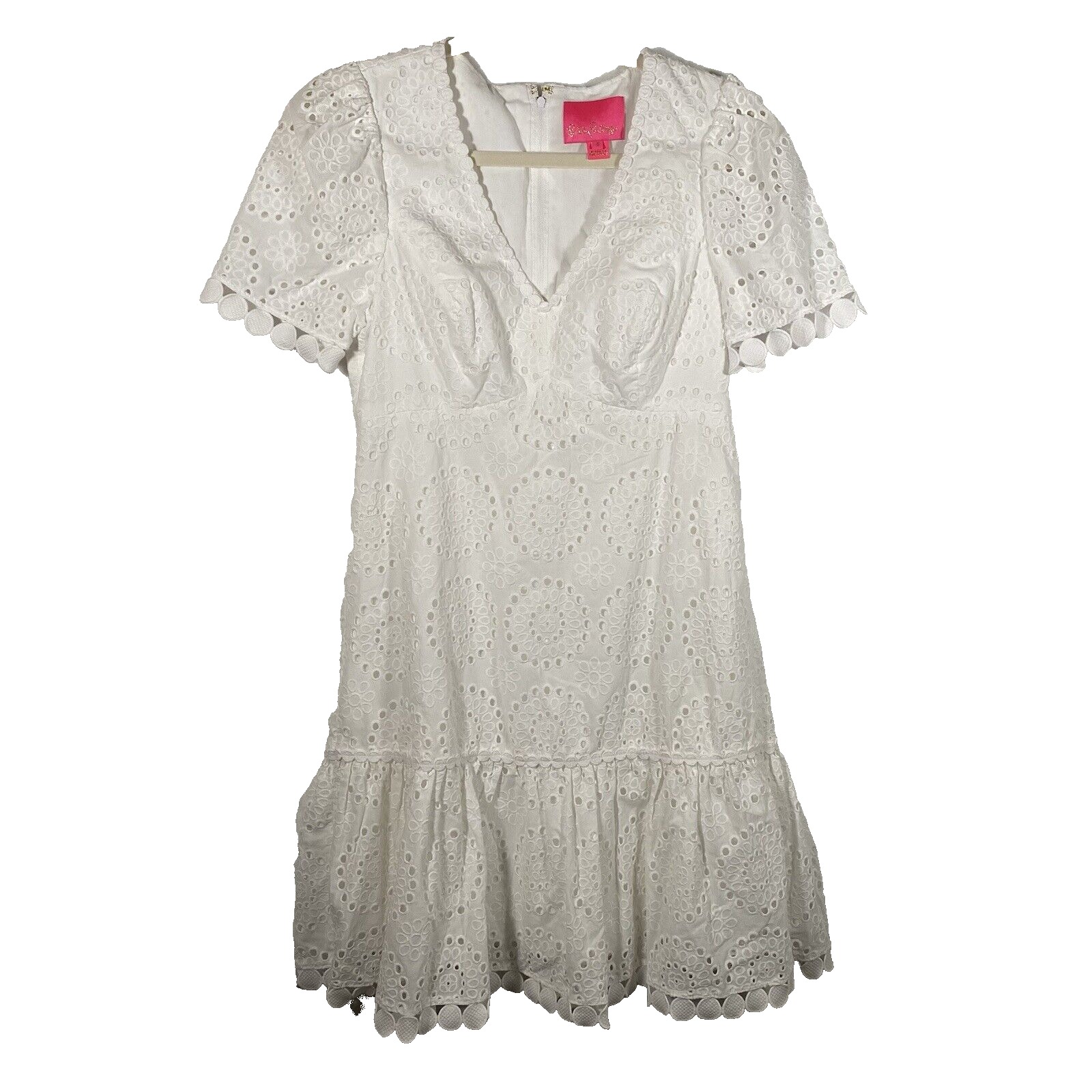 Lily Pulitzer Women's Maxina Eyelet Lace Dress White Size 6 Excellent Condition